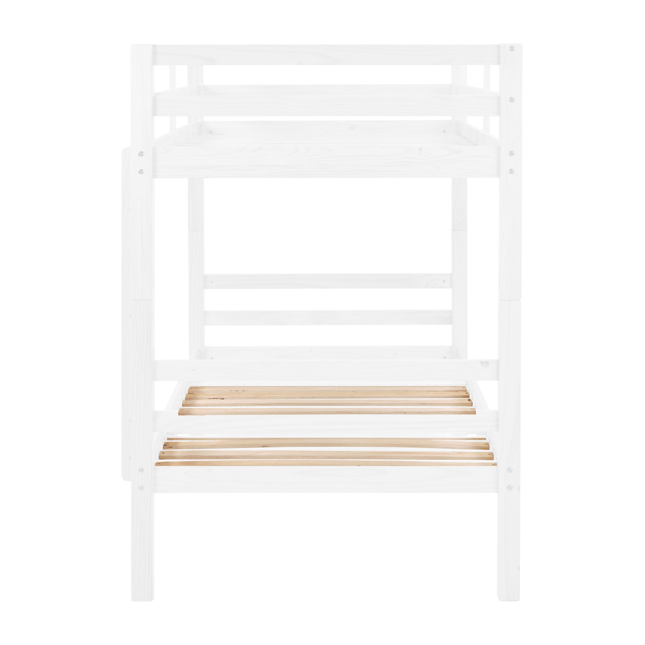 Twin Over Twin Bunk Bed With Thick Posts,Wooden Bunk Bed With High Guardrail And Ladder For Kids, Teens, Dorm Rooms, And Guest Rooms,No Box Spring Needed,White_voghion.com